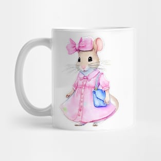 Cute baby mouse in a pink dress Mug